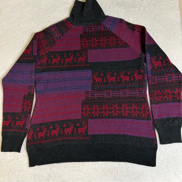 Woolrich Women's Sweater Large Gray High Neck Long Sleeve Pullover Christmas - Picture 2 of 10